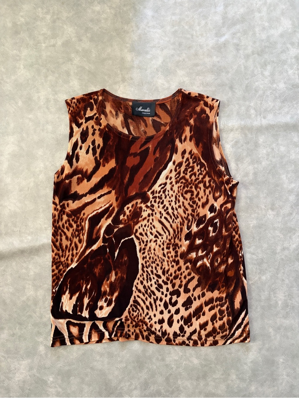 Vintage Brown Tan Leopard Print Camisole Stretch Tank Top | 90s Y2K - Picture 4 of 7
